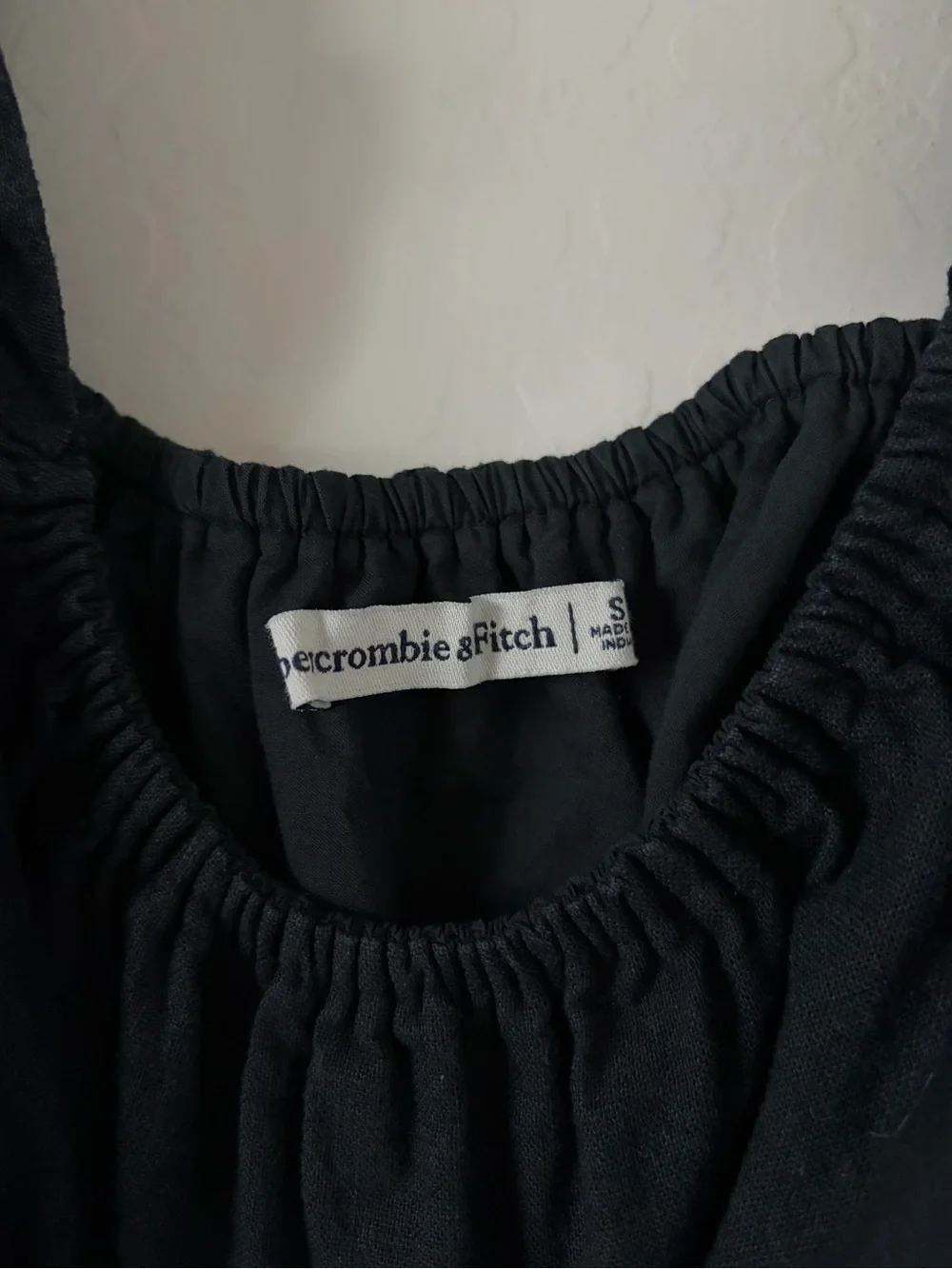 Abercrombie & Fitch Black Puff-Sleeve Square Neck Blouse